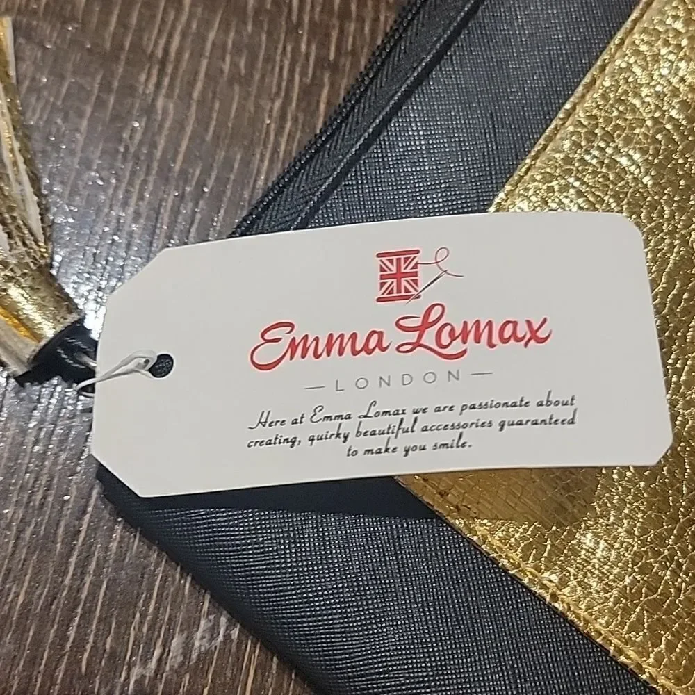 Emma Lomax Black and Gold Tassel Makeup Clutch Bag